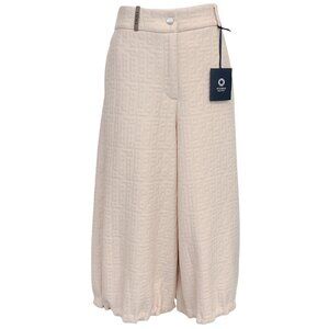 Peserico Pink Beige Embossed Pants with Drawstring Cuffs